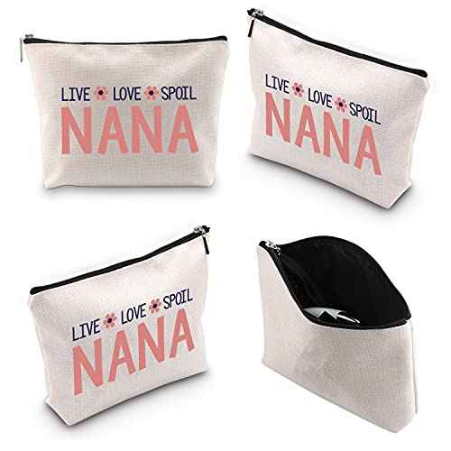 WCGXKO Nana Gift Grandma Mother¡¯s Day Gift Nana Zipper Makeup Bags Travel Waterproof Toiletry Bag Accessories (LIVE LOVE SPOIL NANA)