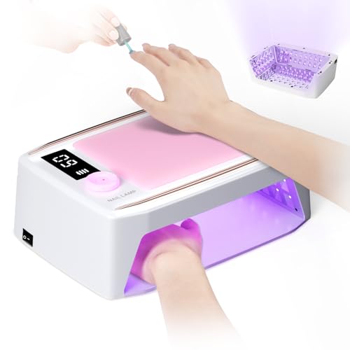 krofaue 380W Fast Curing UV Nail Lamp with Auto Sensor Professional Cordless UV Light for Gel Nails with Detachable Arm Rest, 6 Timers UV/LED Nail Dryer for Nail Salon and Home DIY