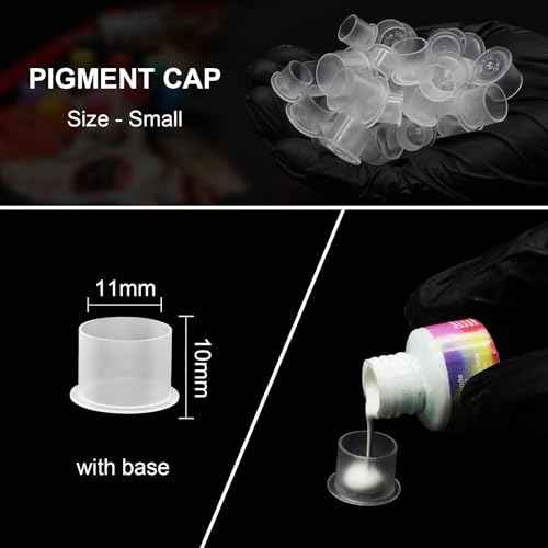 WZPB Tattoo Ink Caps - 300pcs Ink Cups with Base White #11 Small Pigment Caps for Tattoo Permanent Makeup Container Cap