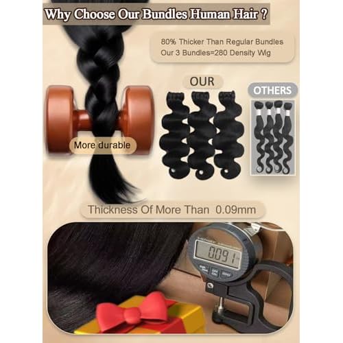 16A Raw Indian Human Hair Bundles 20 Inch Thick Raw Body Wave Bundles Human Hair Weave,4X Lifespan,100% Unprocessed Cuticle Aligned,Reusable Multiple Washes Keep Texture Silky Soft (Natural Black)