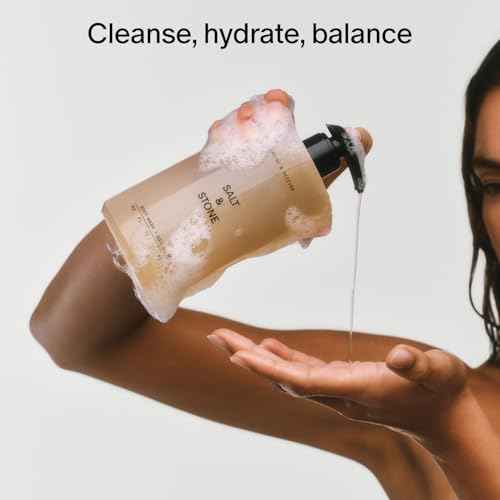 Salt & Stone Antioxidant-Rich Body Wash - Santal & Vetiver | Cleanse, Nourish & Soften Skin with Niacinamide & Hyaluronic Acid | Free From Parabens, Sulfates & Phthalates (15.2 fl oz)