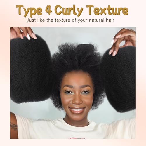 Afro Kinkys Bulk Human Hair -20 Inch 50g 4c Kinky Curly Bundles Human Braiding Hair For Mini Twist/Dreadlocks Extensions/Braids/Locs (1B, 20 Inch(Pack of 1))