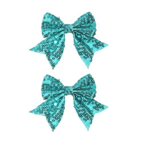 3-inch Sequined Bow Hair Clips For Baby Girls, Toddler, Kids and Young Women Birthday Party Wedding Christmas Occasions Pet Accessories Set of 2 (Turquoise)