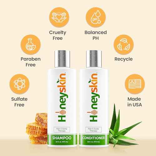 Honeyskin Hair Growth Shampoo and Conditioner for Women ? Sulfate-Free, Hydrating & Volumizing Set with Manuka Honey & Aloe Vera ? Non-Toxic Hair Thickening Shampoo for Thinning Hair 16oz