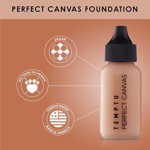 TEMPTU Perfect Canvas Airbrush Foundation: Anti-Aging, Long-Wear Makeup, Buildable Coverage For Hydrated And Healthy Skin Semi Matte, Natural Finish 24 Shades