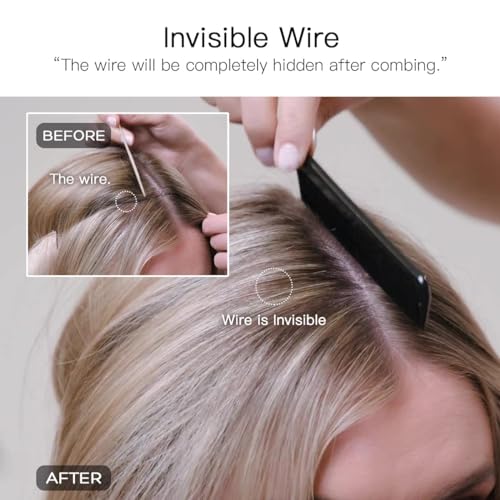 HOTBANANA Wire Hair Extensions, 18 inch 95g Light Blonde Highlighted Golden Blonde (Ash Tone) Fish Line Real Human Hair Straight Invisible Remy Hair Extensions