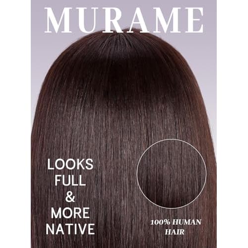 Bob Wigs Human Hair 210% Density bob Wig with Bangs Dark Brown 100% Human Hair Wigs for Black Women Pre-Bleached Glueless Straight Bob Wigs(10Inch£¬Dark Brown wig)