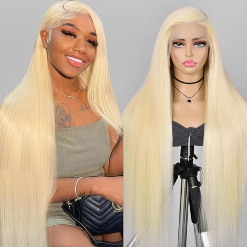 613 Lace Front Wig Human Hair 13x6 Transparent Straight Blonde Lace Front Wigs Human Hair 180% Density Guleless Wigs Human Hair Pre Plucked 613 HD Lace Frontal Wigs For Women 28inch