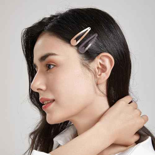 Dofash 5CM/2IN Snap Hair Clips for Styling Sectioning, Barrettes for Fine Hair, Metal Clips 12 Count, Light Brown+Dark Brown