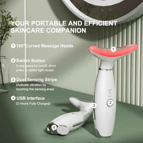 Red Light Therapy for Face, LED Face Massager Tool with Vibraion, Porable Facial Massager for Skin Care at Home, Wrinkle Reducer Face Sculpting Tool£¬Micro-current Facial Beauty Device(Model AM-810W)