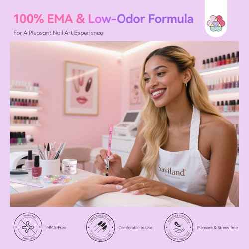 SAVILAND Essentials Acrylic Nail Kit: Premium Easy All-in-1 Nail Kit with Clear White Pink Acrylic Powder EMA Monomer Nail Drill Full Tools For Beginners Extension Carving Home DIY