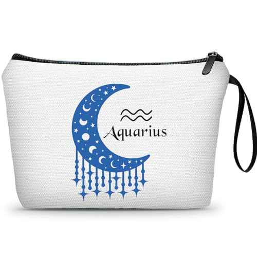 Aquarius Zodiac Gift Constellation Gift Zodiac Signs Makeup Bag Birthday Gift for Women Friends Sister Coworker
