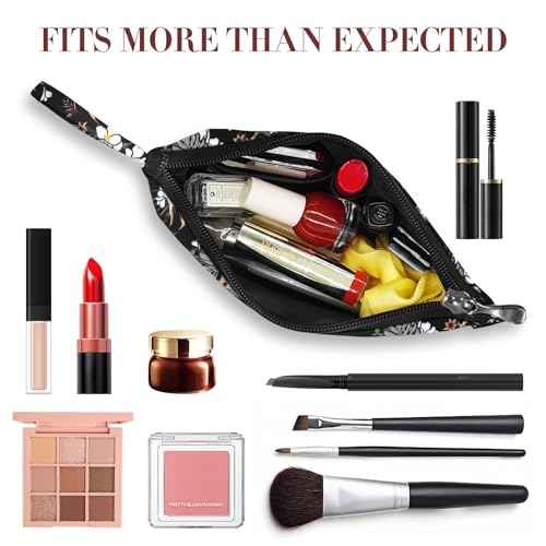 Gloppie Small Makeup Bag Summer Sunscreen Bag Cosmetic Bag for Purse Travel Make up Bags for Women Zipper Makeup Pouch White Flower