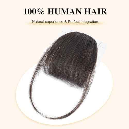 BOGSEA Clip in Bangs Real Human Hair Bangs Hair Clip Fringe with Temples Hairpieces for Women Natural Looking Hair Extension for Daily Wear (Wispy Bangs, Dark Brown)