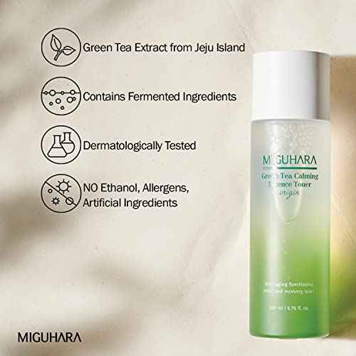 [MIGUHARA] Green Tea Calming Essence Toner Origin 200ml / 6.76 Fl Oz | Facial Toner, Hydrating Toner, Skin Recovery, Calming Toner | All Ingredients Graded EWG Green
