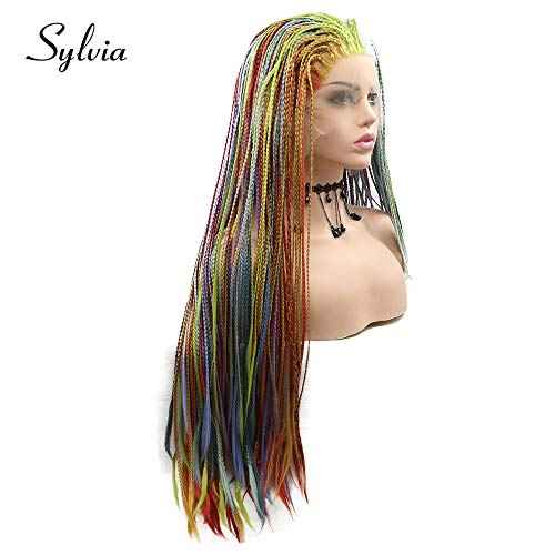 Iewig Synthetic Lace Front Wig Long Wavy Hand Tied Natural Looking Cosplay Party Red Wig