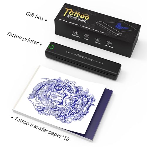 NEWYES Tattoo Stencil Printer Wireless Portable Tattoo Printer Kit Thermal Tattoo Machine for Tattoo Artists & Beginners, Matte Effect Clear Printing, Compatible with Mobile Phone, Pad, PC