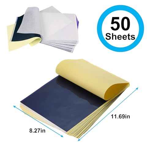 MIUXIA Tattoo Transfer Paper 50 Sheets Tattoo Stencil Paper A4 Size 4 Layers DIY Tattoo Tracing Paper Tattoo Kit Tattoo Supplies