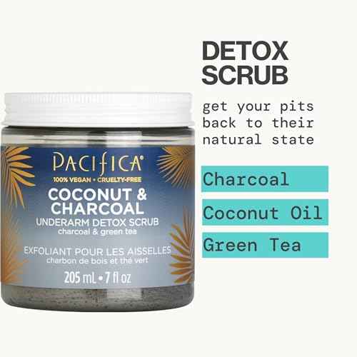 Pacifica Underarm Body Scrub - Armpit Detox Coconut & Charcoal Deodorant? Exfoliating & Nourishing for Natural Deodorant Users ? Aluminum-Free & Safe for Sensitive Skin, Vegan & Cruelty-Free, 7 fl oz