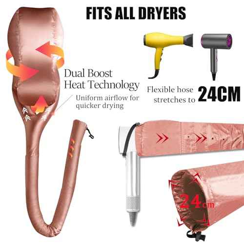 Bonnet Hair Dryer,Hooded Dryer Bonnet,Hair Dryer Hooded Diffuser Cap for Curly,Speeds Up Drying Time,Safety Deep Conditioning,Styling,Curling at Home(Pink)
