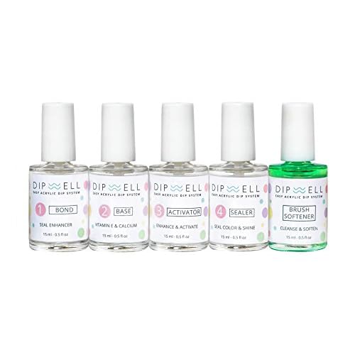 DipWell Acrylic Nail Kit - Clear Acrylic Powder, Liquid, Brush & Powder (Natural, Durable, No UV/LED, Made in USA)