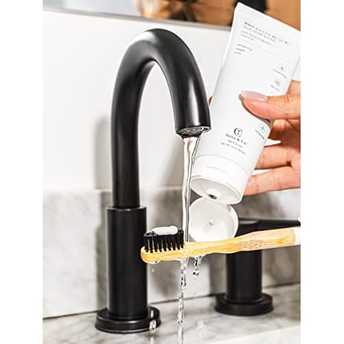 Terra & Co. Brilliant Black Teeth Whitening Kit for Healthy Teeth and Gums | Oil Pulling, Bamboo Charcoal Dental Floss, and Charcoal Tooth Paste | Vegan and Cruelty-Free