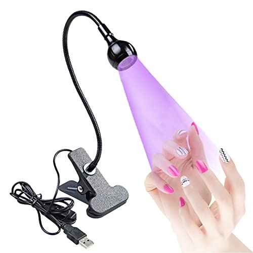 UV LED Nail Dryer for Nail Polish,Gooseneck Flash Cure Light for NailsSmall 3W LED UV Glue Ultraviolet Purple Light for Home DIY& Salon Manicure Decor Black