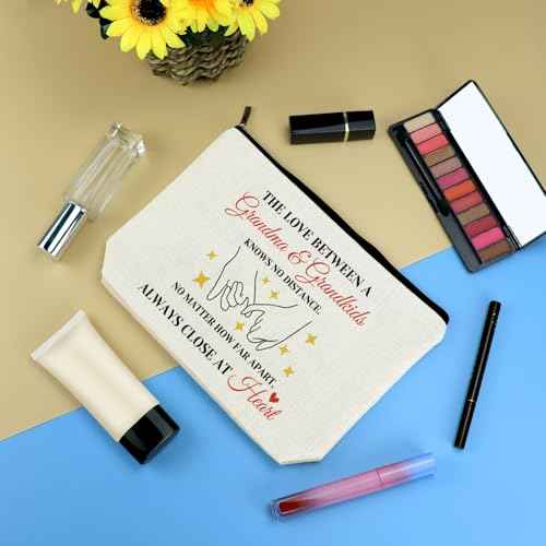 Grandma Gifts from Grandkids Makeup Bag Grandma Birthday Gifts from Granddaughter Grandson Mothers Day Thanksgiving Retirement Gift for Grandmother Nana Long Distance Gifts Cosmetic Bag Travel Pouch