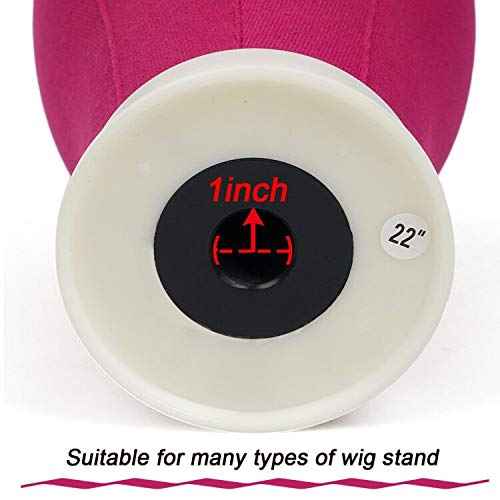 22 Inch Canvas Block Head Mannequin Wig Head With Stand Pink for Display with Mount Holes(Rosy)