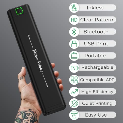 NEWYES Tattoo Stencil Printer Wireless Portable Tattoo Printer Kit Thermal Tattoo Machine for Tattoo Artists & Beginners, Matte Effect Clear Printing, Compatible with Mobile Phone, Pad, PC