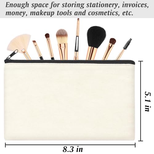 ZeeDix Canvas Pouch- Multi-purpose Cosmetic Bag with Zipper, DIY Craft Canvas Zipper Pouch Blank Makeup Bags Bulk Travel Toiletry Bag for Storage (8.3 x 5 inches)