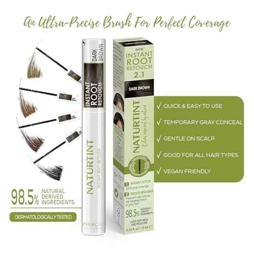 Naturtint Instant Root Retouch - Dark Brown 2-in-1 Gray Coverage, 0.33 fl oz