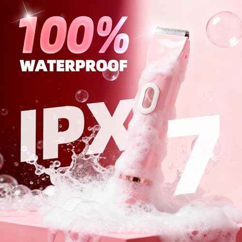 2-in-1 Bikini Trimmer for Women - IPX7 Waterproof & Painless Electric Razors for Bikini Line, Legs, Underarms, Face - Portable Cordless Shaver with Fast Charging | Ideal Christmas Gift for Women