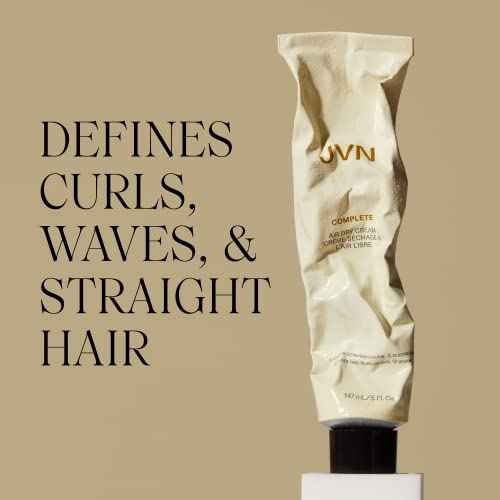 JVN No Heat Complete Air Dry Cream, 5 Fl Oz, Hair Smoothing Cream Enhances Your Natural Texture, Curl Cream and Wavy Hair Products, Silicone Free