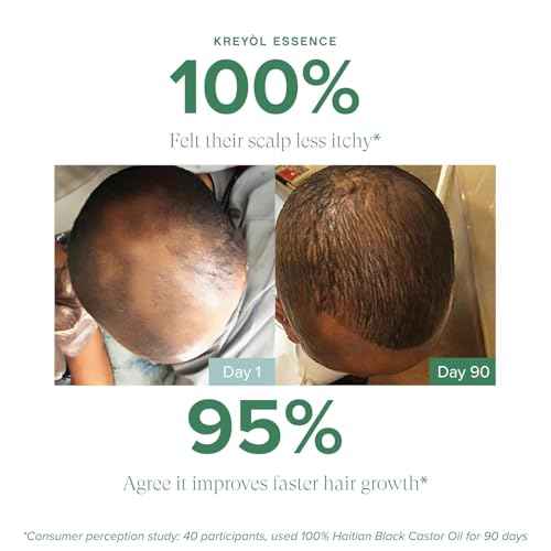 Kreyol Essence - Haitian Black Castor Oil for Skin and Hair, Glass Bottle | Cold Pressed | Hexane Free | Fuller-Looking Hair