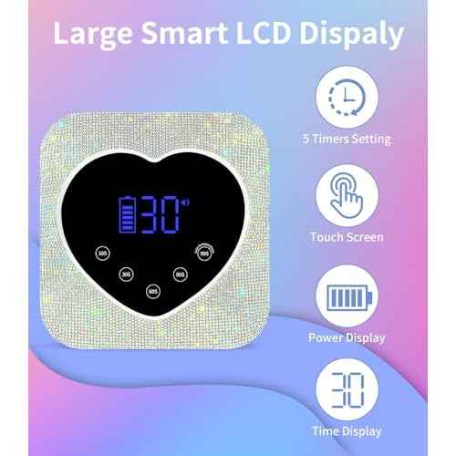 Cordless UV Nail Lamp for Gel Nails 72W, Rechargeable Diamond LED Nail Dryer with 5 Timer Setting, Touch Control & Auto Sensor, Fast Nail Light Curing Lamp for Salon & Home