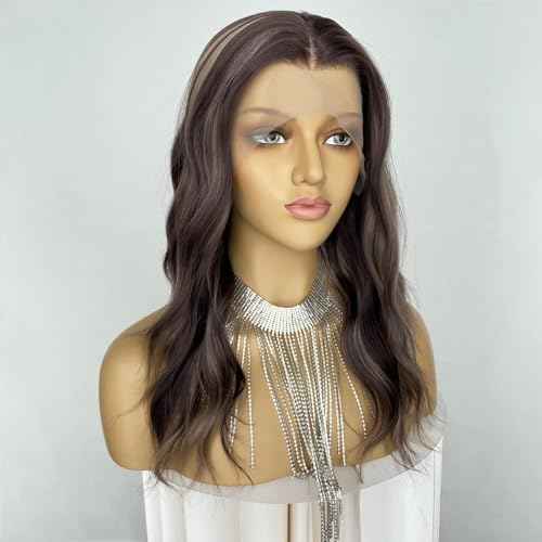 Auburn Brown Wigs Highlight Ash Blonde 13x4 Lace Front Wig Body Wave 4/27 Piano Color 18Inch Synthetic Fiber Pre Plucked Hairline for Women