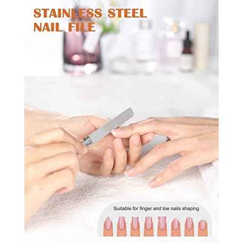 FVION Professional Metal Nail Files - 2 PCS, Double-Sided, Stainless Steel, Coarse & Fine Grit, Manicure & Pedicure Tool Set