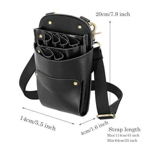 Hairdresser Scissors Bag, Leather Salon Barber Hairdressing Scissor Shears Holster Hair Stylist Tools Bag with Waist Shoulder Belt