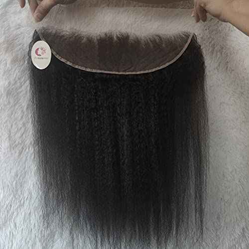 Unprocessed Brazilian Kinky Straight Hair Full Lace Frontals Human Hair 14 Inch 1B Ear To Ear Pre Plucked 13X4 Lace Frontal Closure Piece
