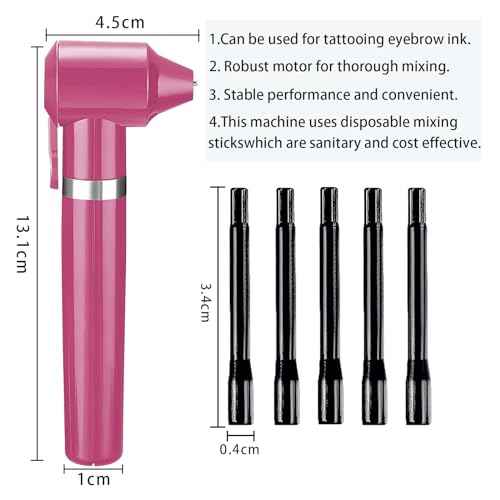 Tattoo Ink Mixer, Pigment Stirrer, Coloring Mix Machine with Ink Mixing Stick, Tattoo Pigment Mixers Machine with 100 Pcs Sticks, Electric Ink Mixer for Makeup Tattoo (Pink)
