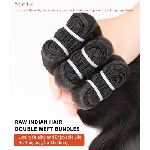 MLIP Raw Bundles Human Hair Body Wave, No Tangle Shedding, Keep Texture Silky Soft After Multiple Washes, 15A Raw Indian Hair Bundles 16 Inches, Triple Lifespan 3X