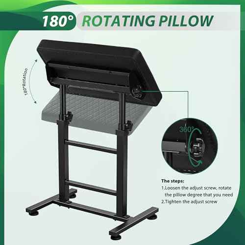 POARMEEY XXL Tattoo Armrest Stand Adjustable Height Tattoo Arm Rest Heavy Duty Tattoo Supplies Black Grid Design