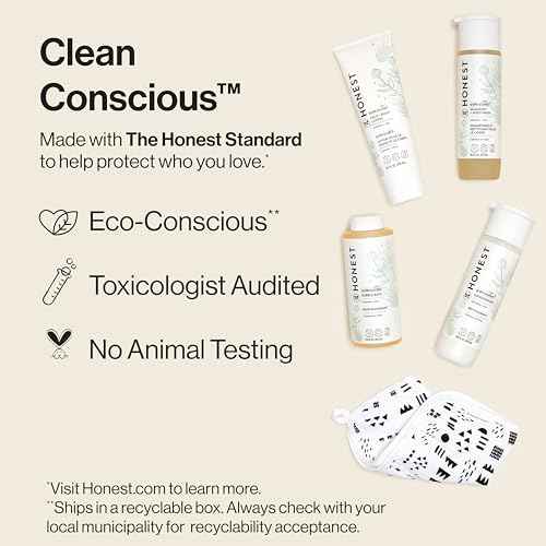 The Honest Company Fragrance Free Bathtime Gift Set | Hypoallergenic Bath Essentials for Sensitive Skin | Shampoo + Body Wash, Face + Body Lotion, Bubble Bath, Conditioner, Wash Cloth