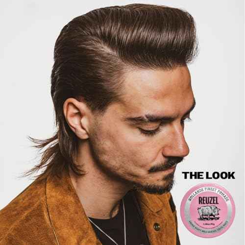 REUZEL Pink Grease Pomade, Strong All Day Hold, Oil-Based Styling Wax, Medium Shine, Easy To Wash Out, For All Hair Types