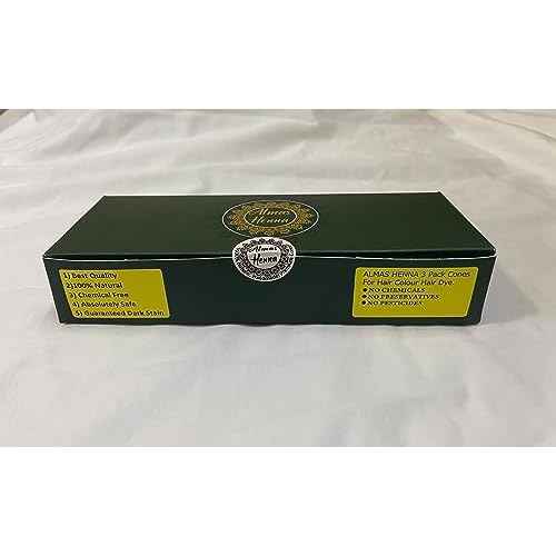 ALMAS Henna Cones / tubes 100% natural, ready to use paste hair color hair dye-reddish brown color for women, 3 PACK, 30g Each