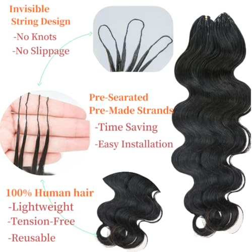 100% Human Hair Body Wave Knotless Pre-Separated Crochet Hair feather crochet human hair extensions for Women Natural Color 16 Inch 60g