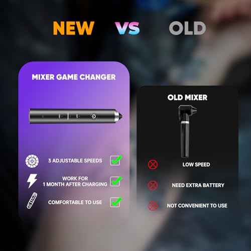 Tattoo Ink Mixer Gun Machine, Mixer Game Changer, 3 Adjustable Speeds Wireless Mixer, Without Continuous Pressing, New Rotary Tattoo Pigment Mixer Set with 100Pcs Mixing Sticks (New Mixer, Black)
