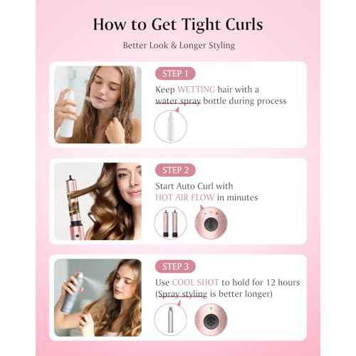 Brightup Dual Voltage Air Wrap Hair Styler - 5 in 1 High Speed Hot Air Styler 1400W Blow Dryer Brush, Negative Ions, Cool Shot Button, Curler, Volumizer, Straighter, No Heat Damage, with Travel Bag