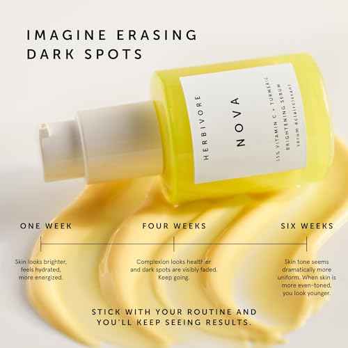 HERBIVORE Nova 15% Vitamin C + Turmeric Brightening Serum for Dark Spots, Hyperpigmentation + Even Skin Tone | Vegan, Plant-Based, Cruelty-Free, 30 mL / 1 oz